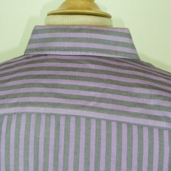 ROBERT GRAHAM SHIRT Purple black stripe contrast cuff cotton L - Picture 9 of 10